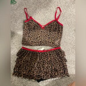 Missguided Leopard Print Chemise with Red Trim